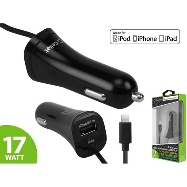 Cellet Apple MFI USB Port Car Charger- Black- 4 ft. 22663